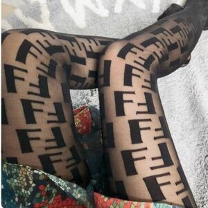 Black Geometric Pattern Sheer Tights - Women Hosiery